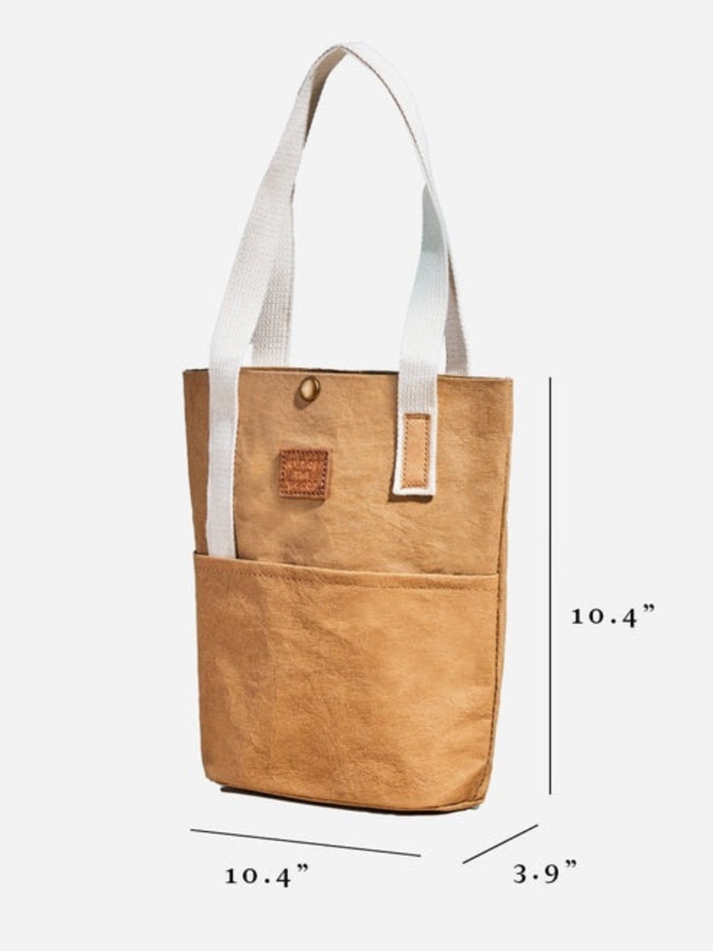 Tan Tote 100% Animal Free with White Webbed Straps